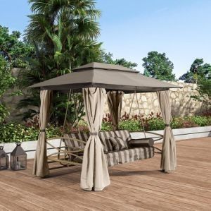 Canopy Swing Bench resistente ai raggi UV Acciaio antracite Swing Seat da giardino