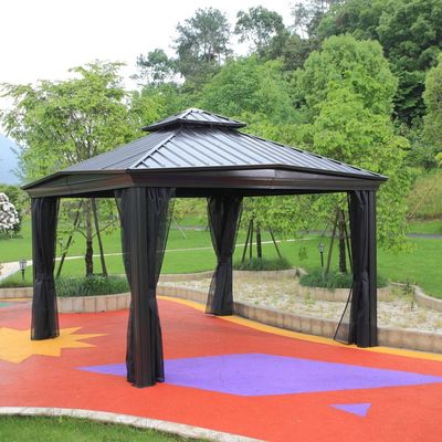 Gazebo in ferro rivestito in PVC Quad Pop Up Gazebo con cornice di acciaio laterale