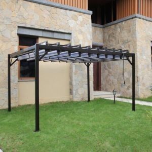 Giardino piatto Gazebo in ferro all'aperto Canopy in metallo rivestito in PVC Gazebo