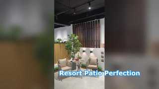 Set da bistrot commerciale in corda per esterni con tavolo rotondo per uso in hotel e resort